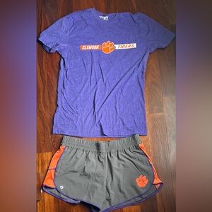Clemson Tigers Purple T-Shirt M and Gray L Shorts Set